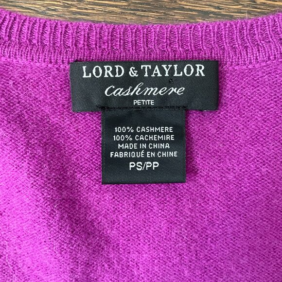 Lord & Taylor purple V-neck 100% Cashmere Sweater-Size Small Petite - Picture 2 of 5